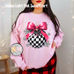 Checker Pink Coquette Ornament