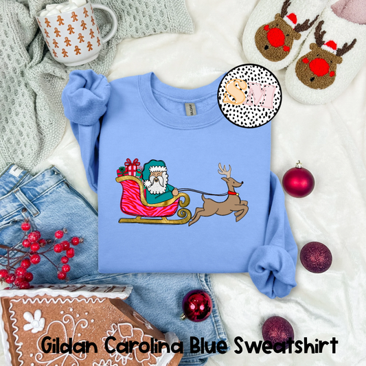 Teal Santa Reindeer Sleigh