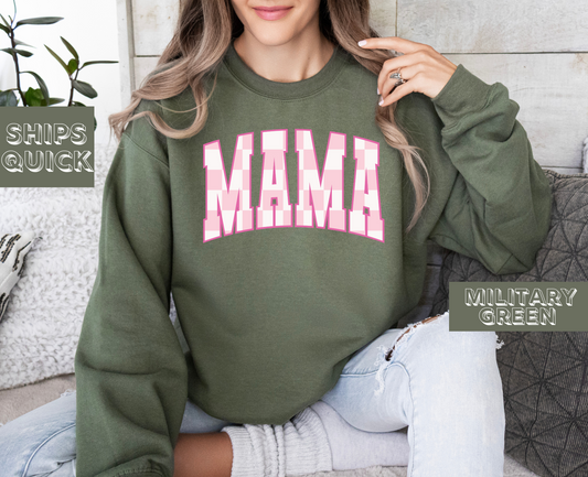Mama Pink Checker Sweatshirt