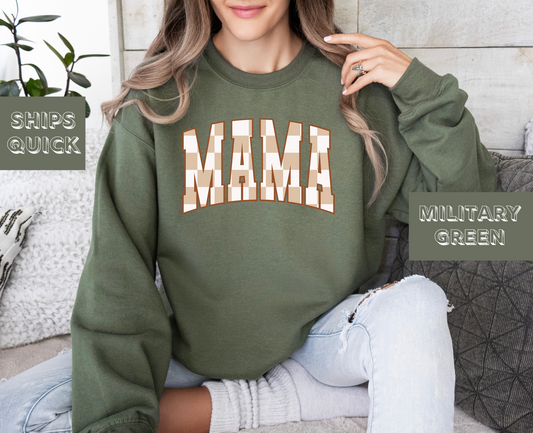 Mama Tan Checker Sweatshirt